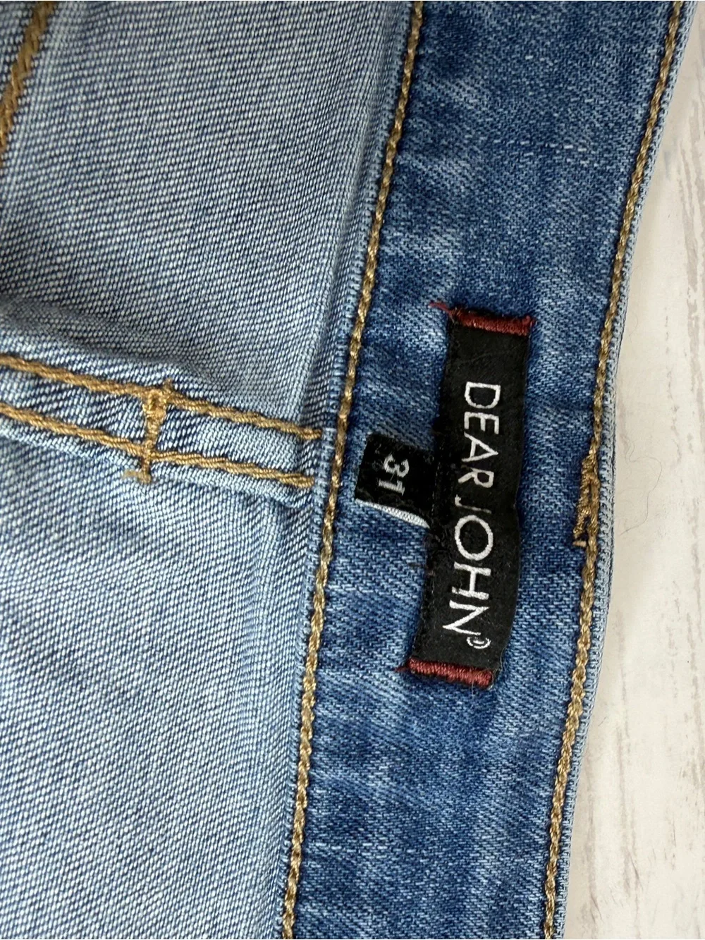 Dear John Medium Blue Distressed Roll-Cuff Jean Shorts